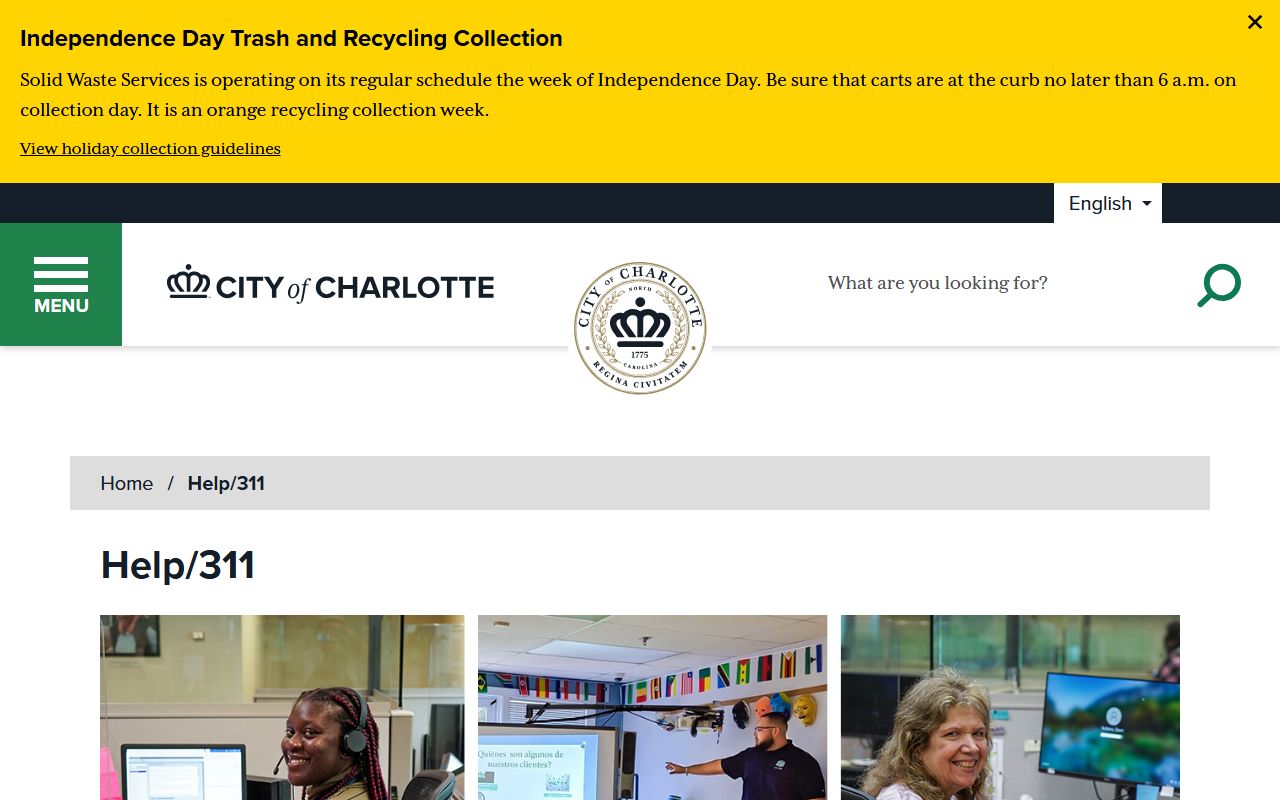 Charlotte phone directory CharMeck 311 service channels