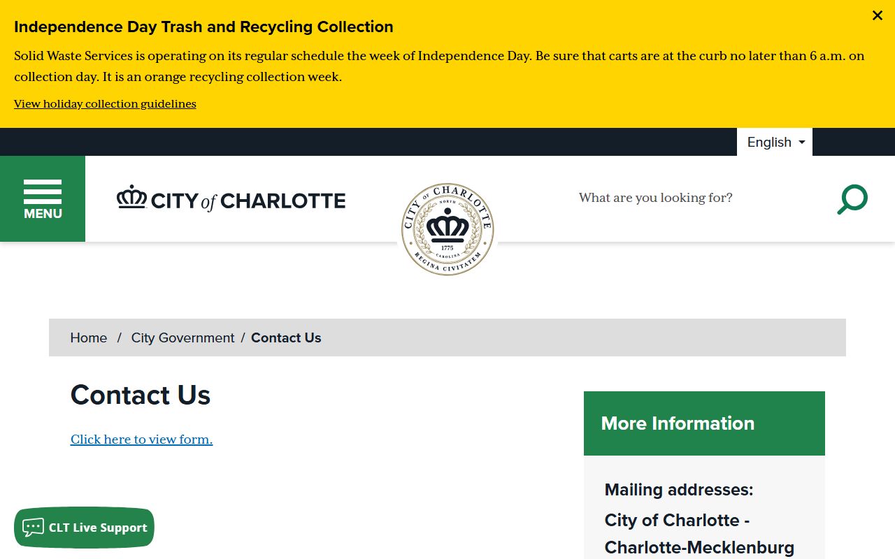 Charlotte phone directory city and county contact center