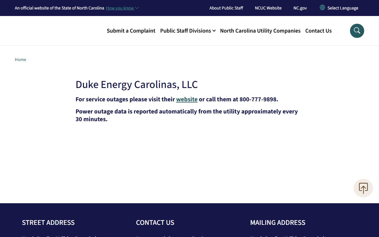 Charlotte phone directory NC Public Staff Duke Energy contacts