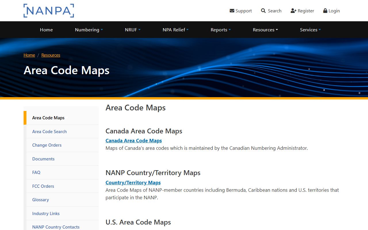 Charlotte phone area codes NANPA area code map resources
