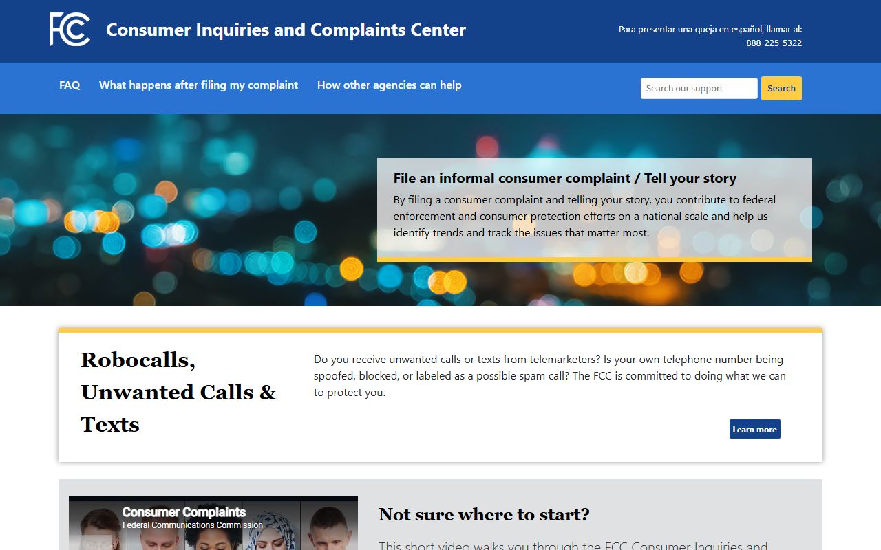 Charlotte phone codes FCC Consumer Complaint Center