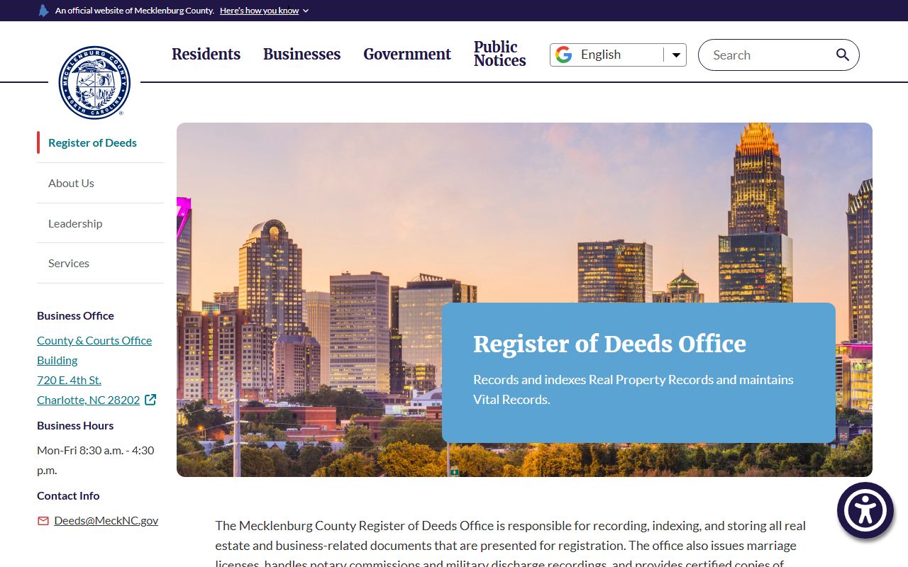 Charlotte phone numbers for Mecklenburg Register of Deeds records