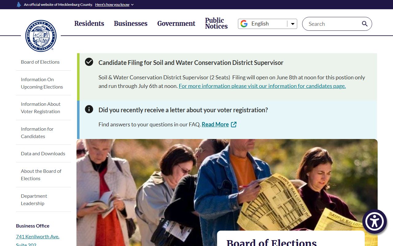 Charlotte phone numbers for Mecklenburg Board of Elections